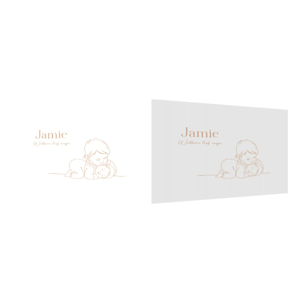 Lijntekening met peuter en baby