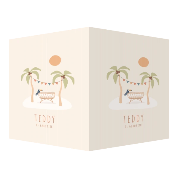 Eiland met wiegje en vlaggenlijntje