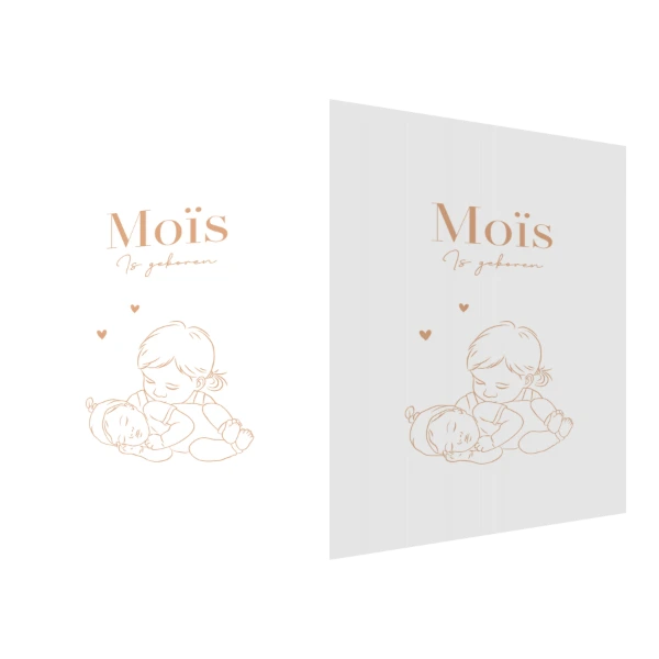 Lijntekening met grote zus en baby