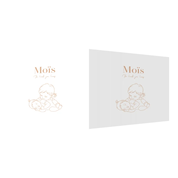 Lijntekening met grote zus en baby