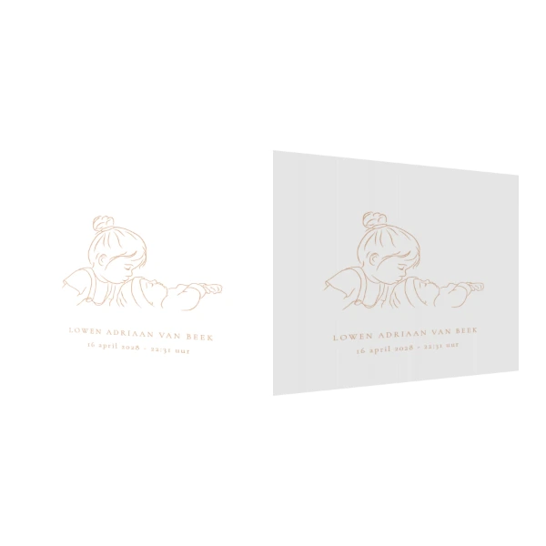 Lijntekening grote zus met baby