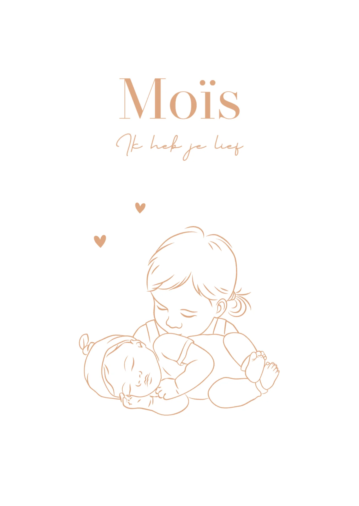 Lijntekening met grote zus en baby