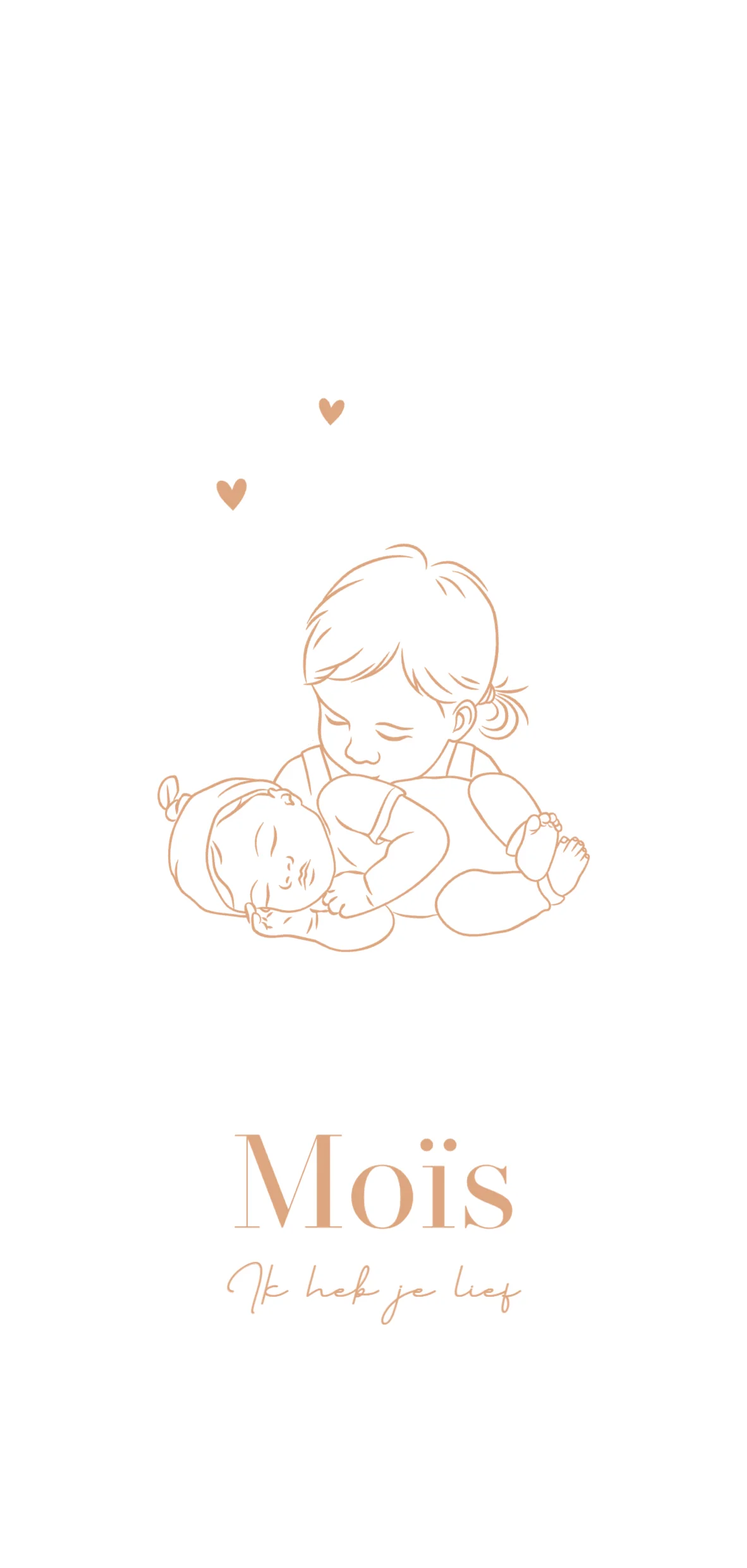 Lijntekening met grote zus en baby