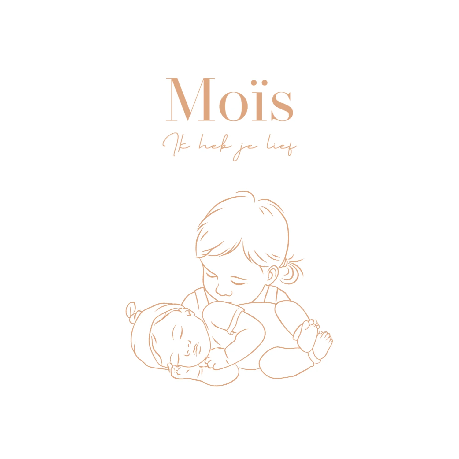 Lijntekening met grote zus en baby