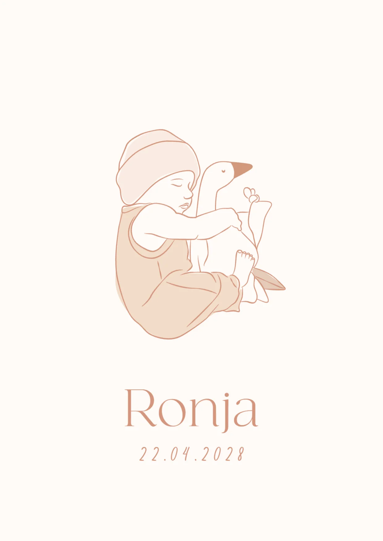 Baby met knuffelgans