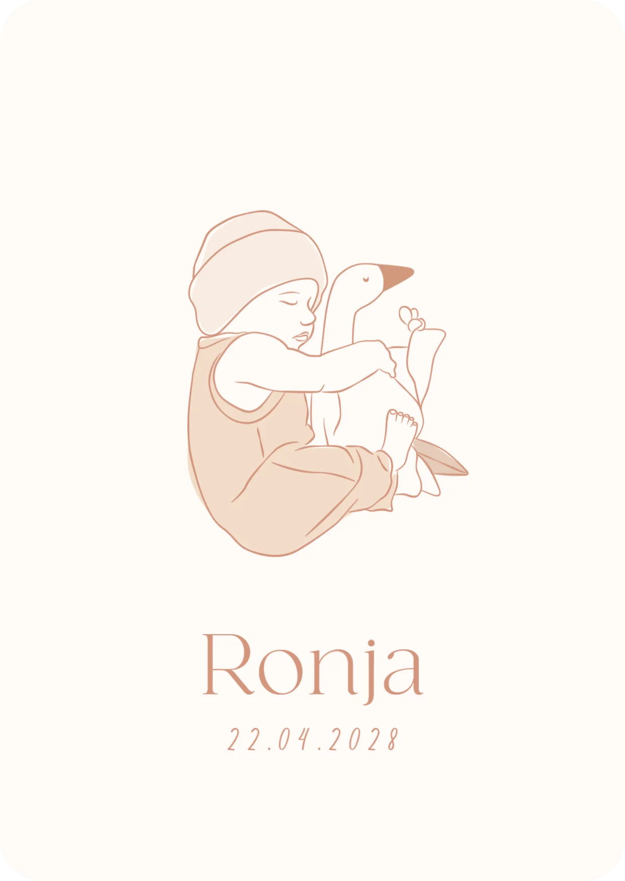 Baby met knuffelgans