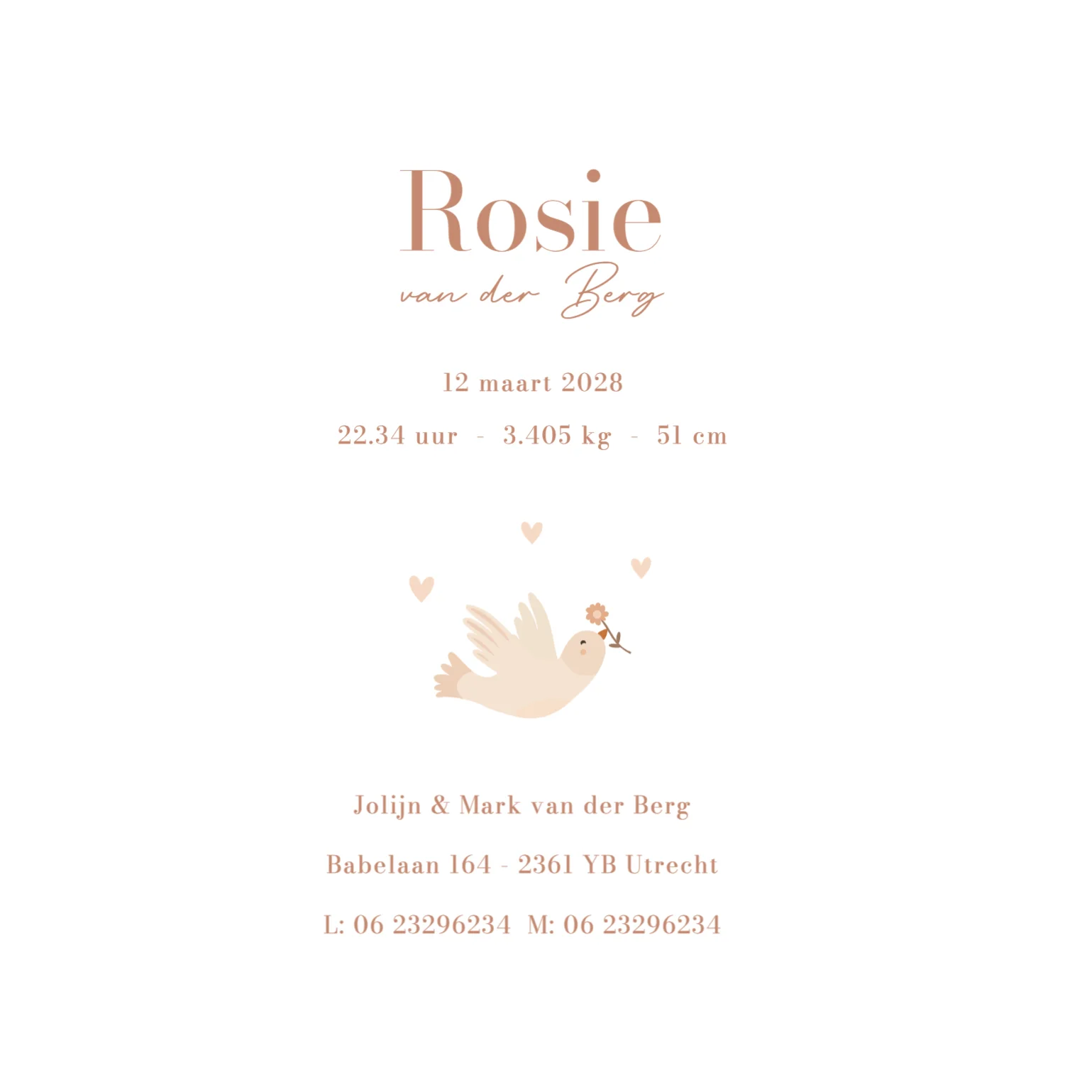 Vogeltje met bloem binnenkant