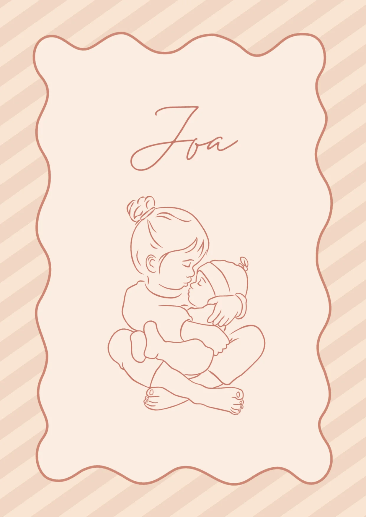 Lijntekening grote zus met baby