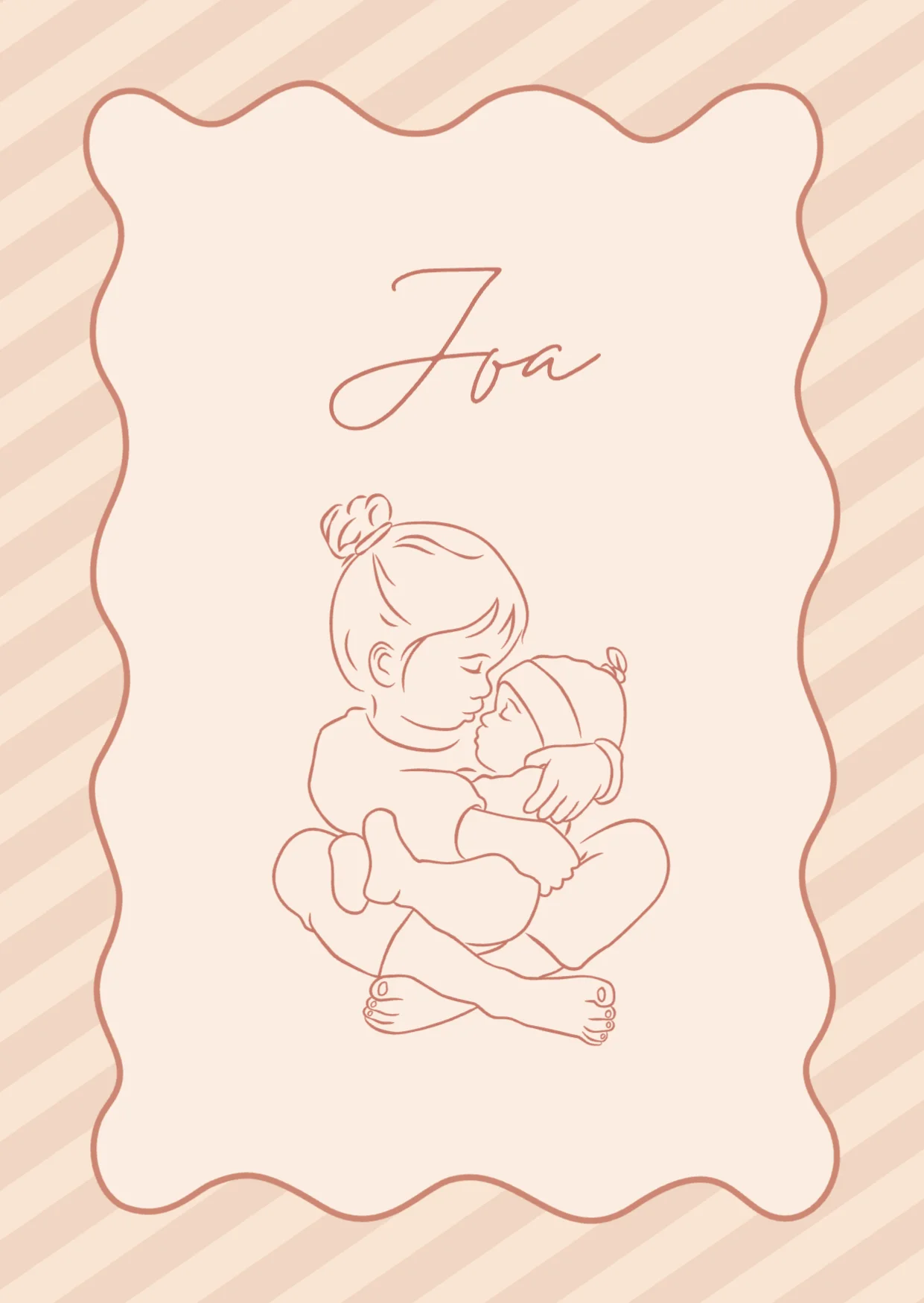 Lijntekening grote zus met baby