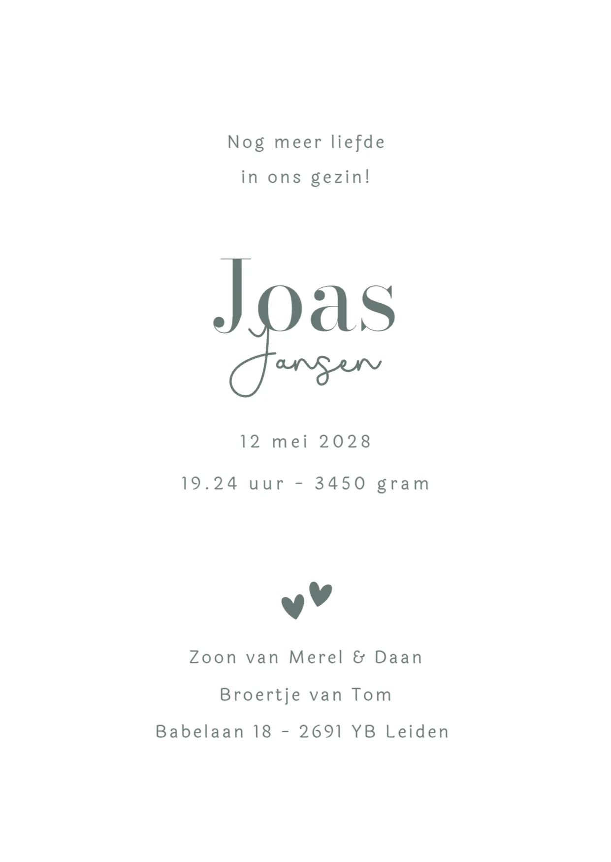 Geboortekaartje met streepjes - Terug