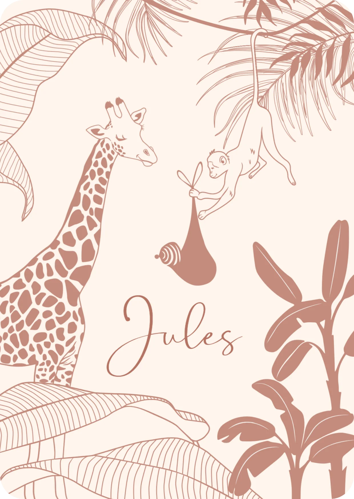 Giraf en aapje met baby