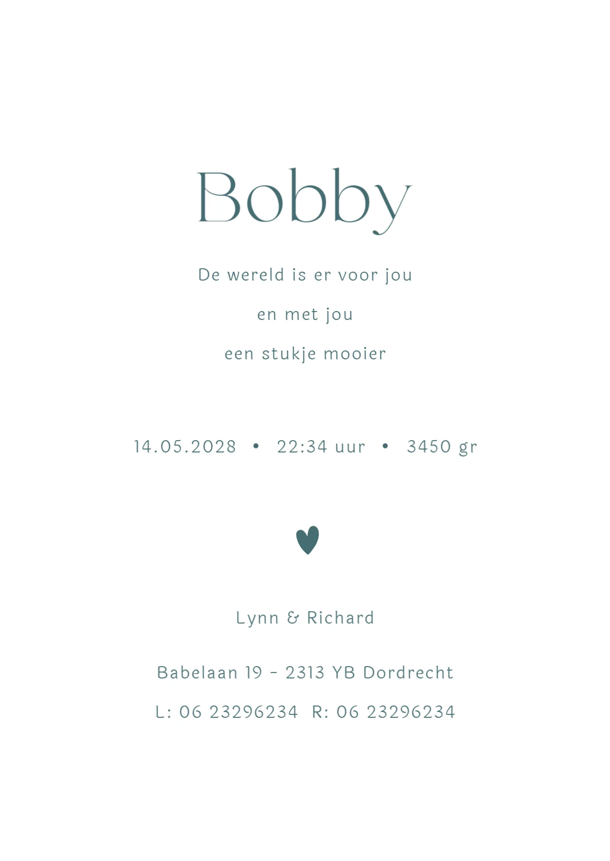 Initiaal voor een jongen binnenkant