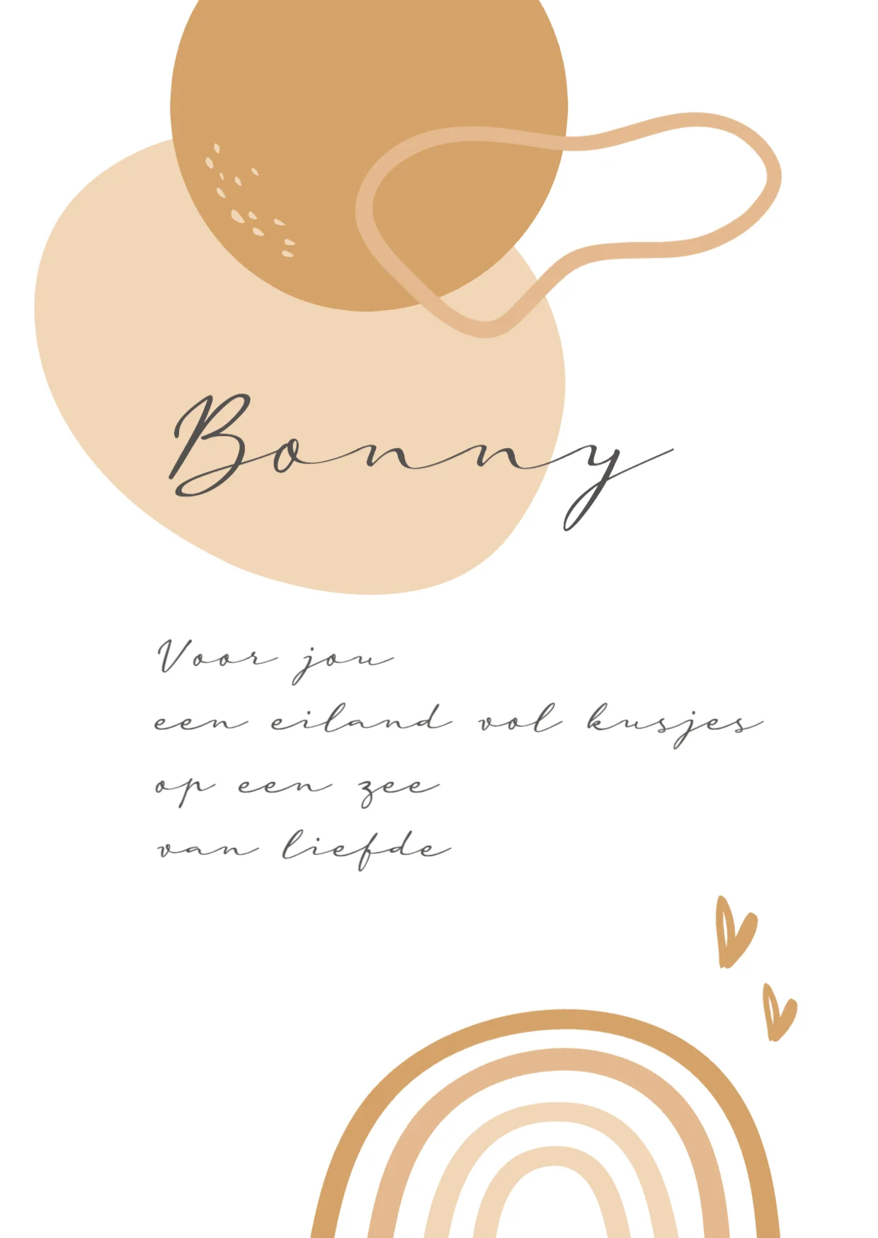 Regenboog met hartjes en abstracte vormen