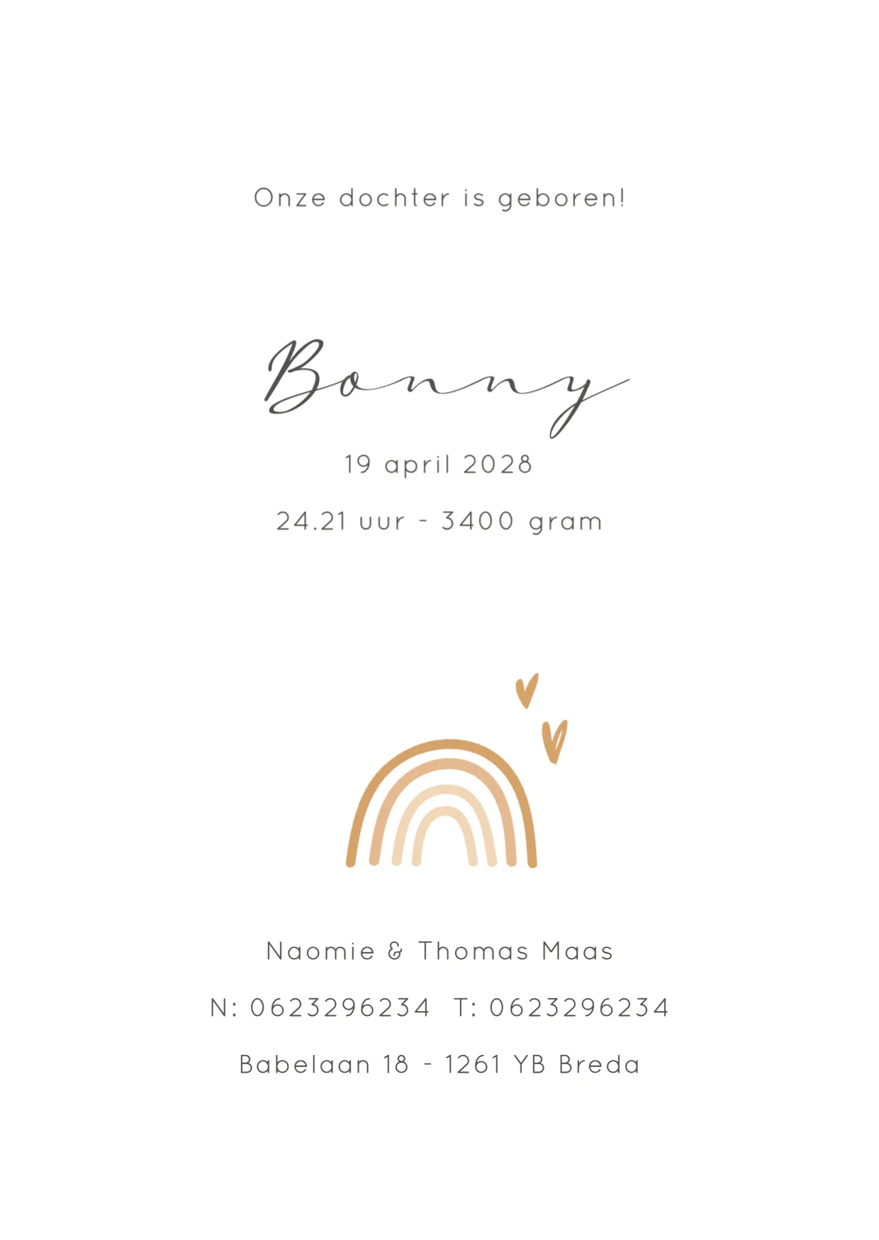 Regenboog met hartjes en abstracte vormen binnenkant