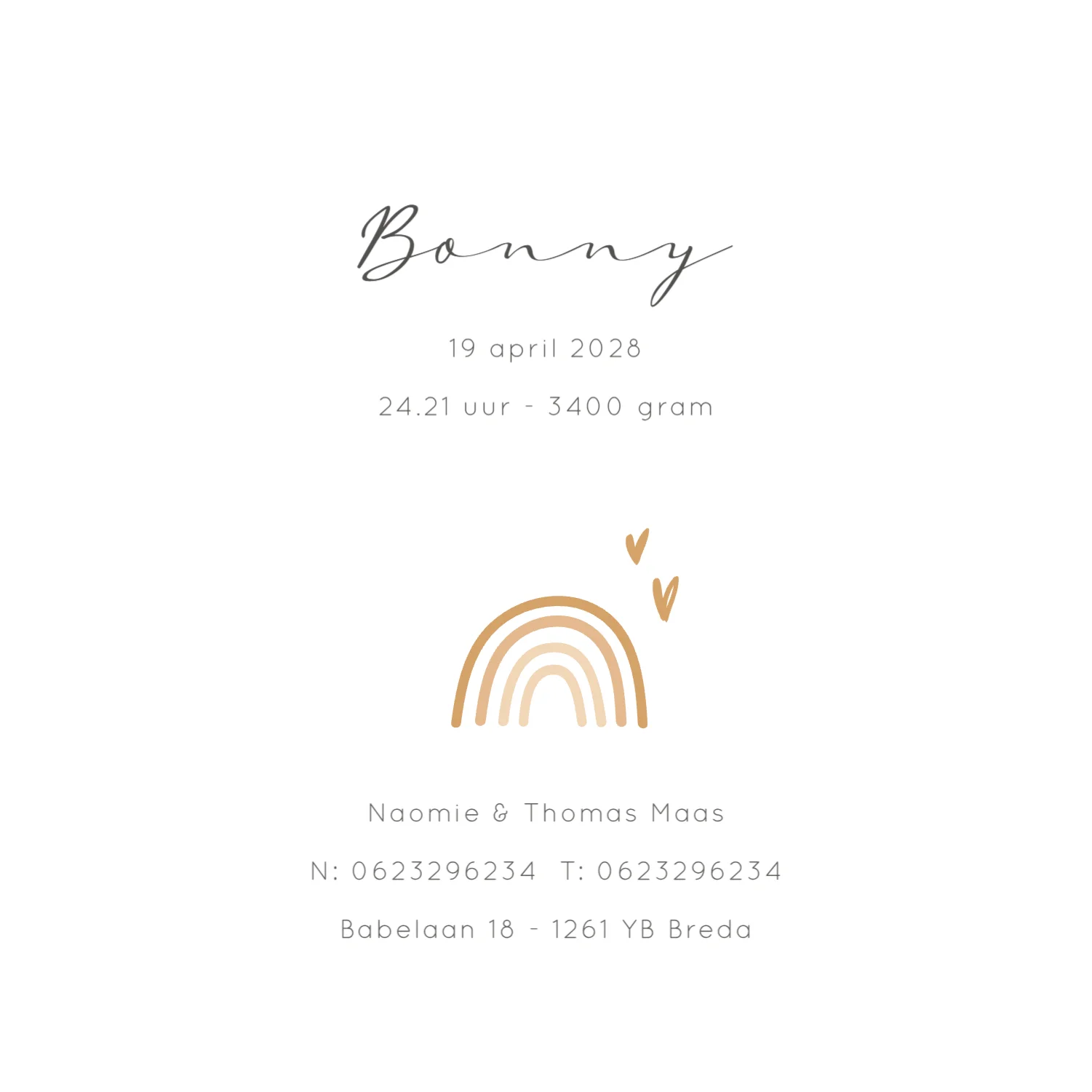 Regenboog met hartjes en abstracte vormen - Terug