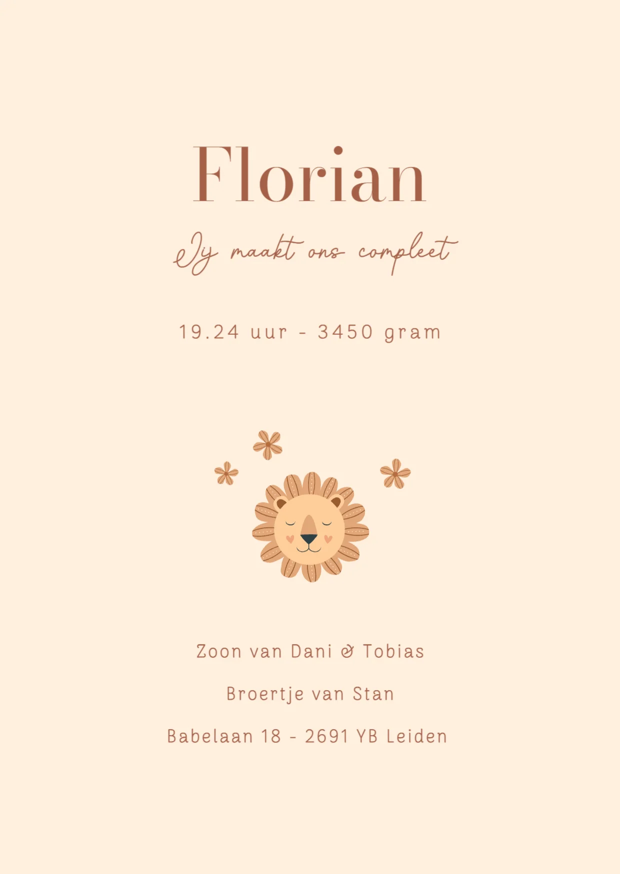 Leeuwtje met hartjes binnenkant