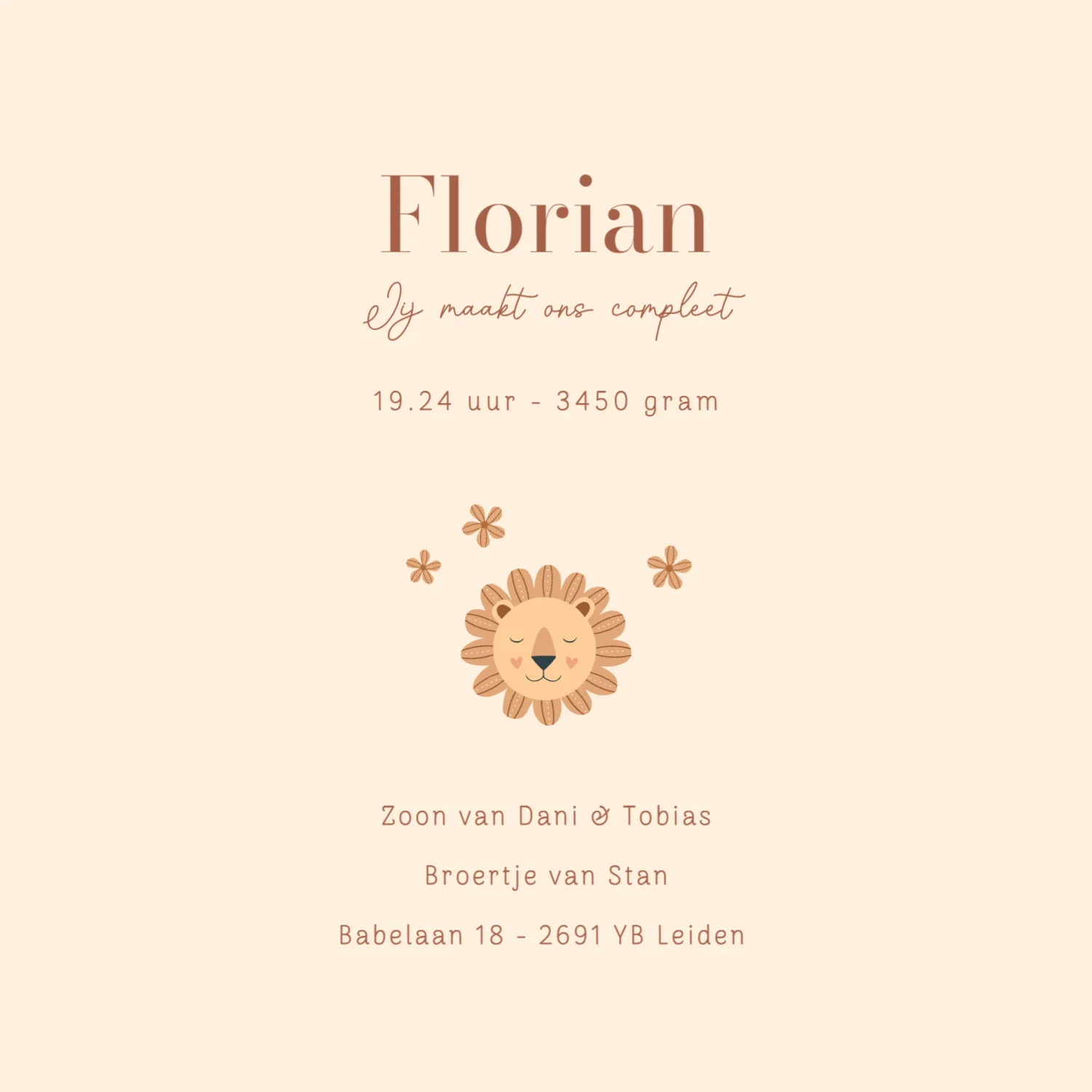 Leeuwtje met hartjes binnenkant