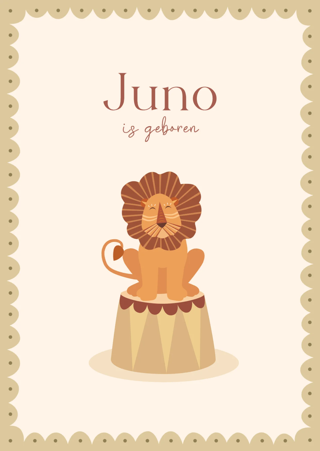 Leeuw met groen bolletjeskader