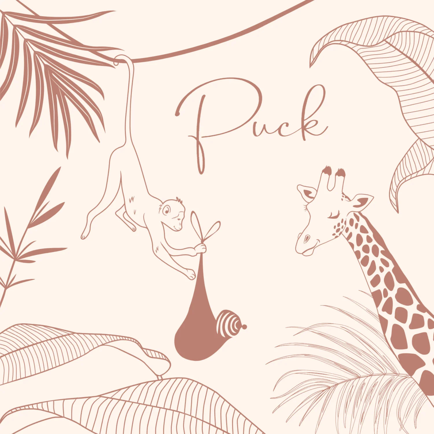 Jungle met giraf en aapje