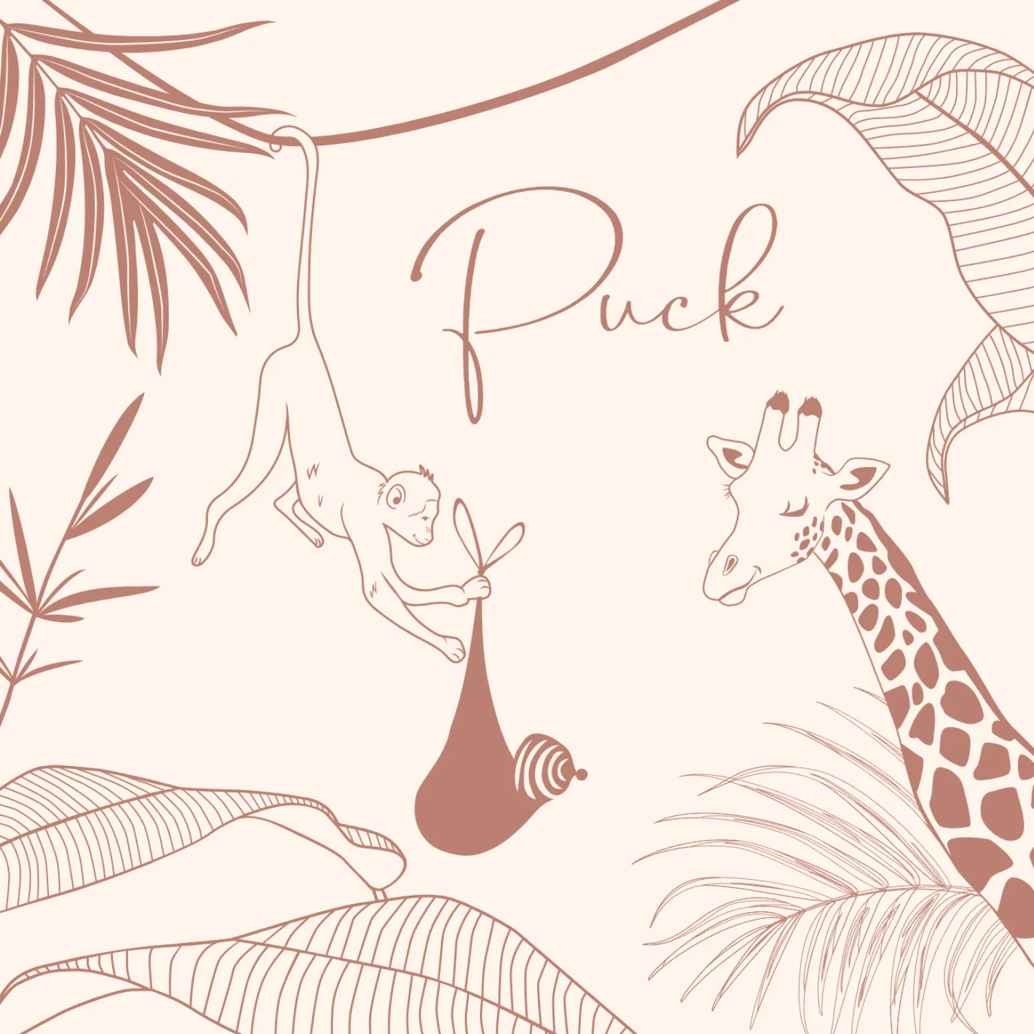 Jungle met giraf en aapje