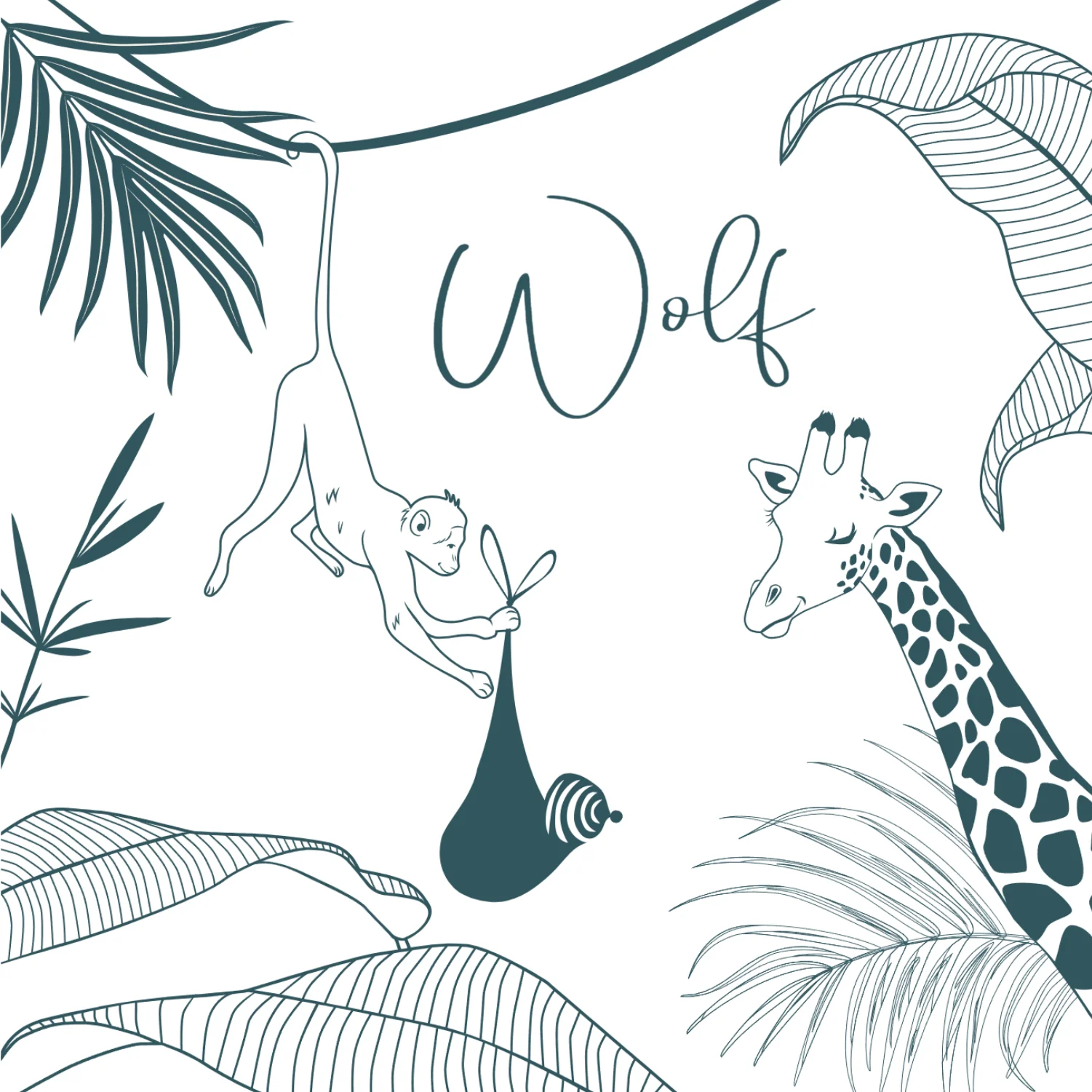 Aapje met baby in jungle