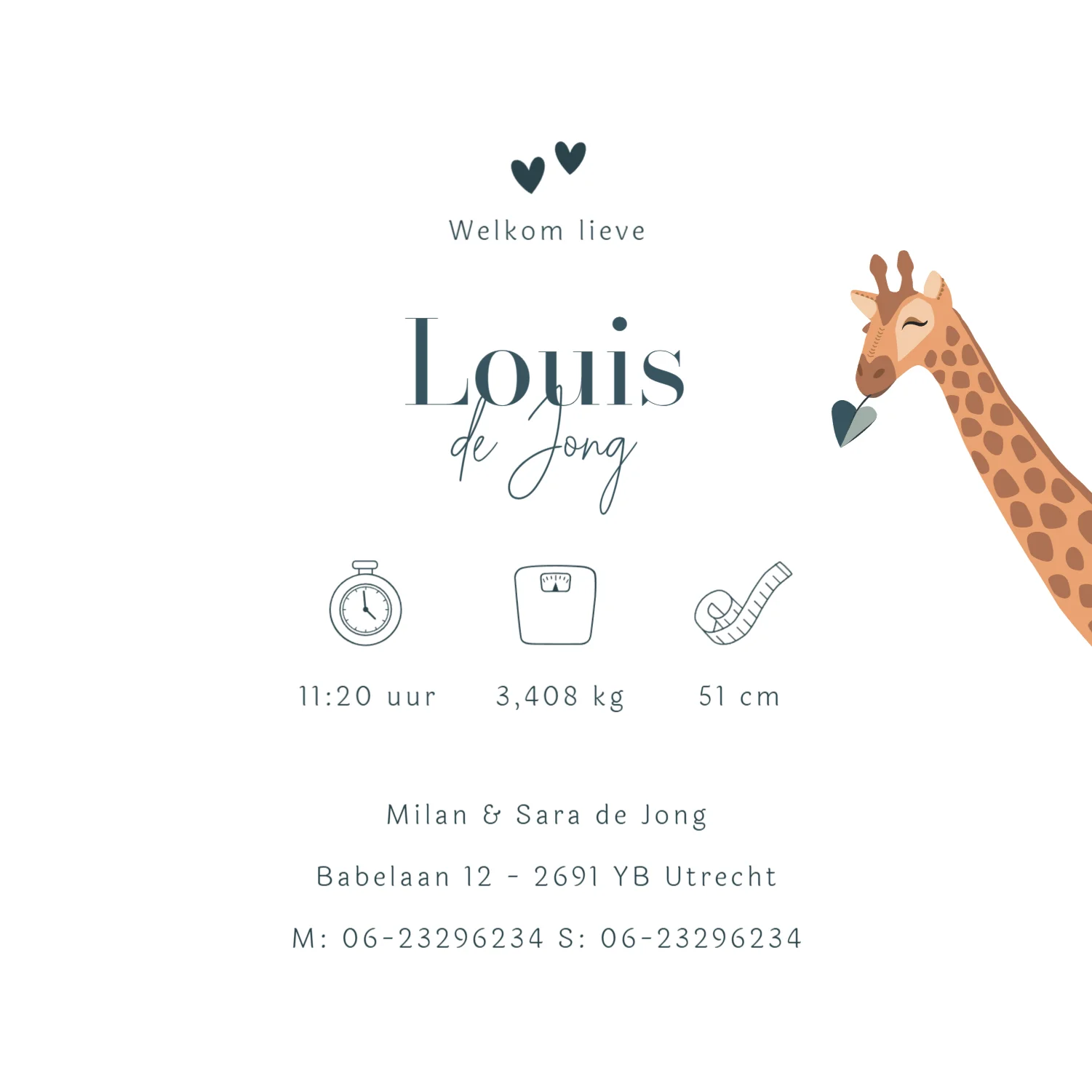 Giraf met baby binnenkant