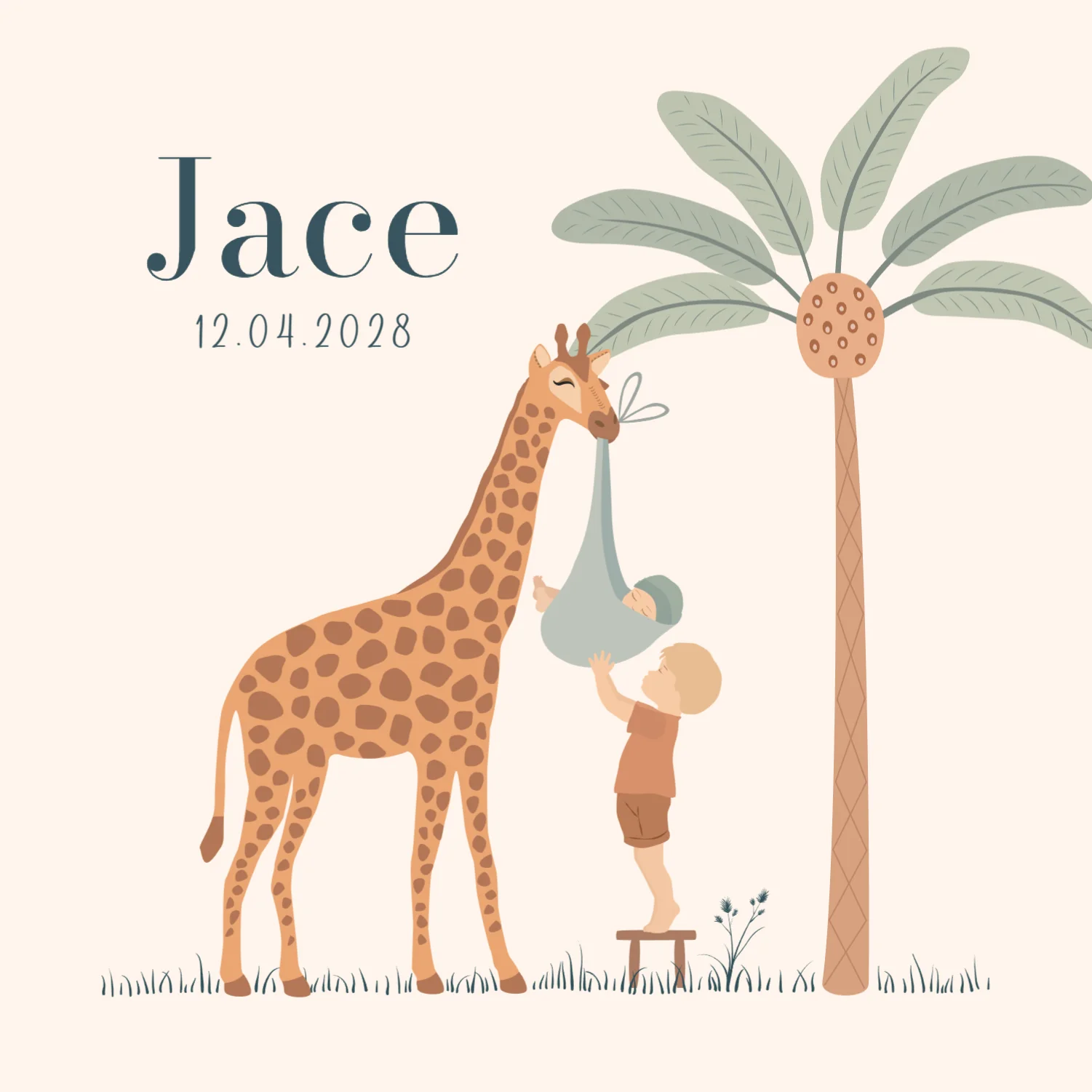 Giraf met grote broer en baby