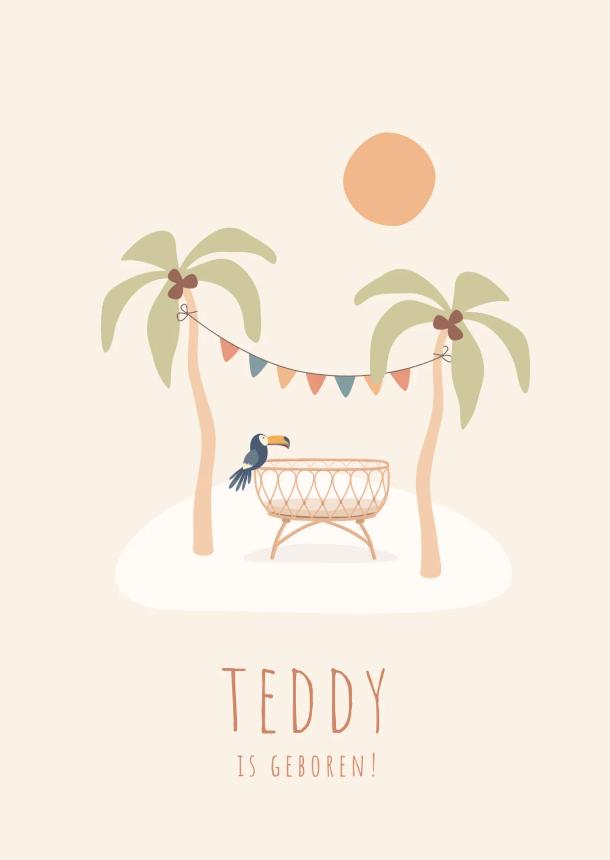 Eiland met wiegje en vlaggenlijntje