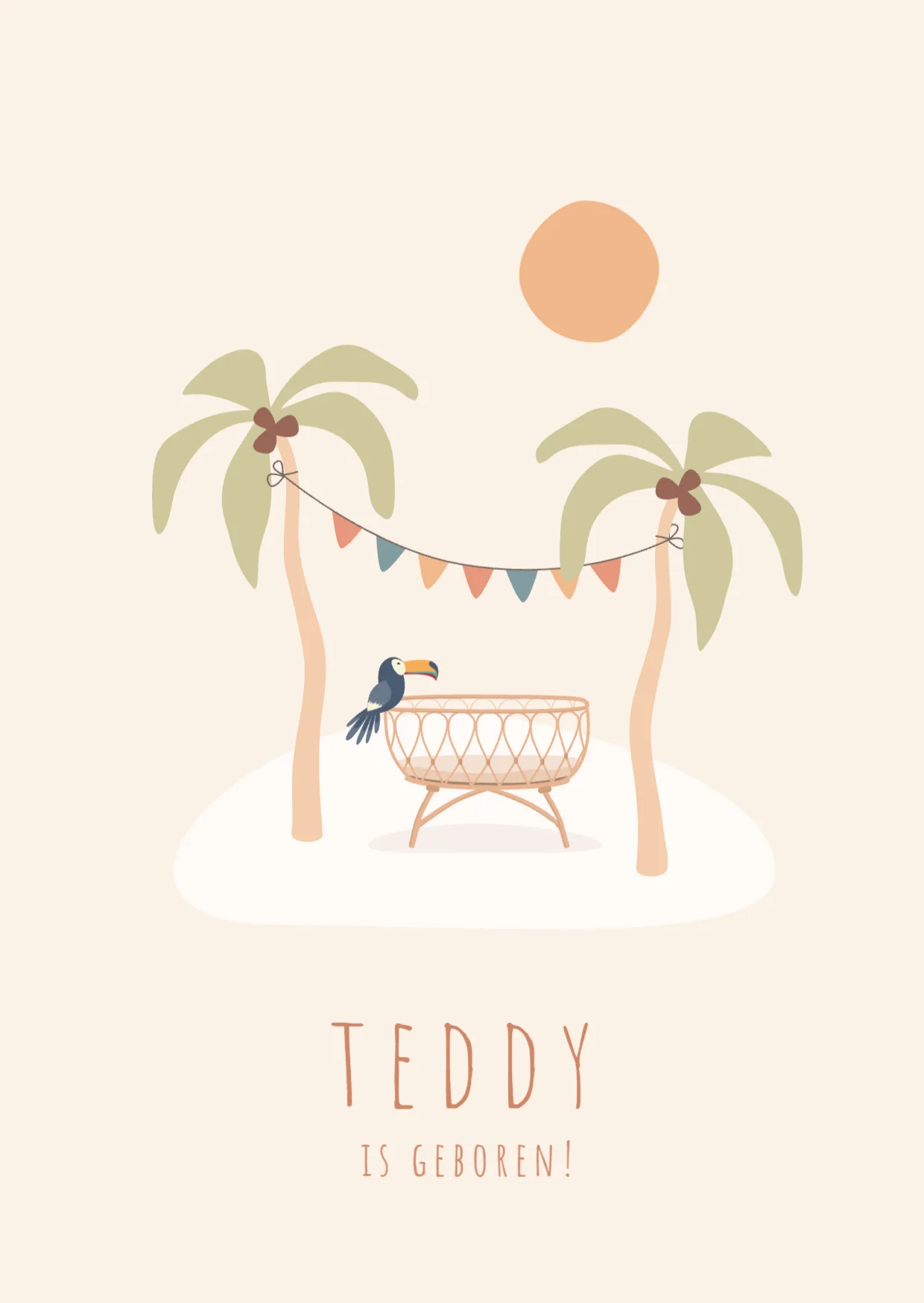 Eiland met wiegje en vlaggenlijntje