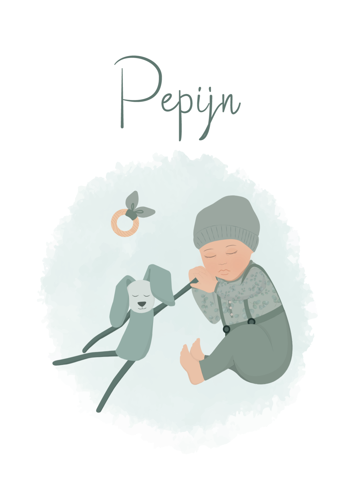 Slapende Baby met Knuffelkonijn