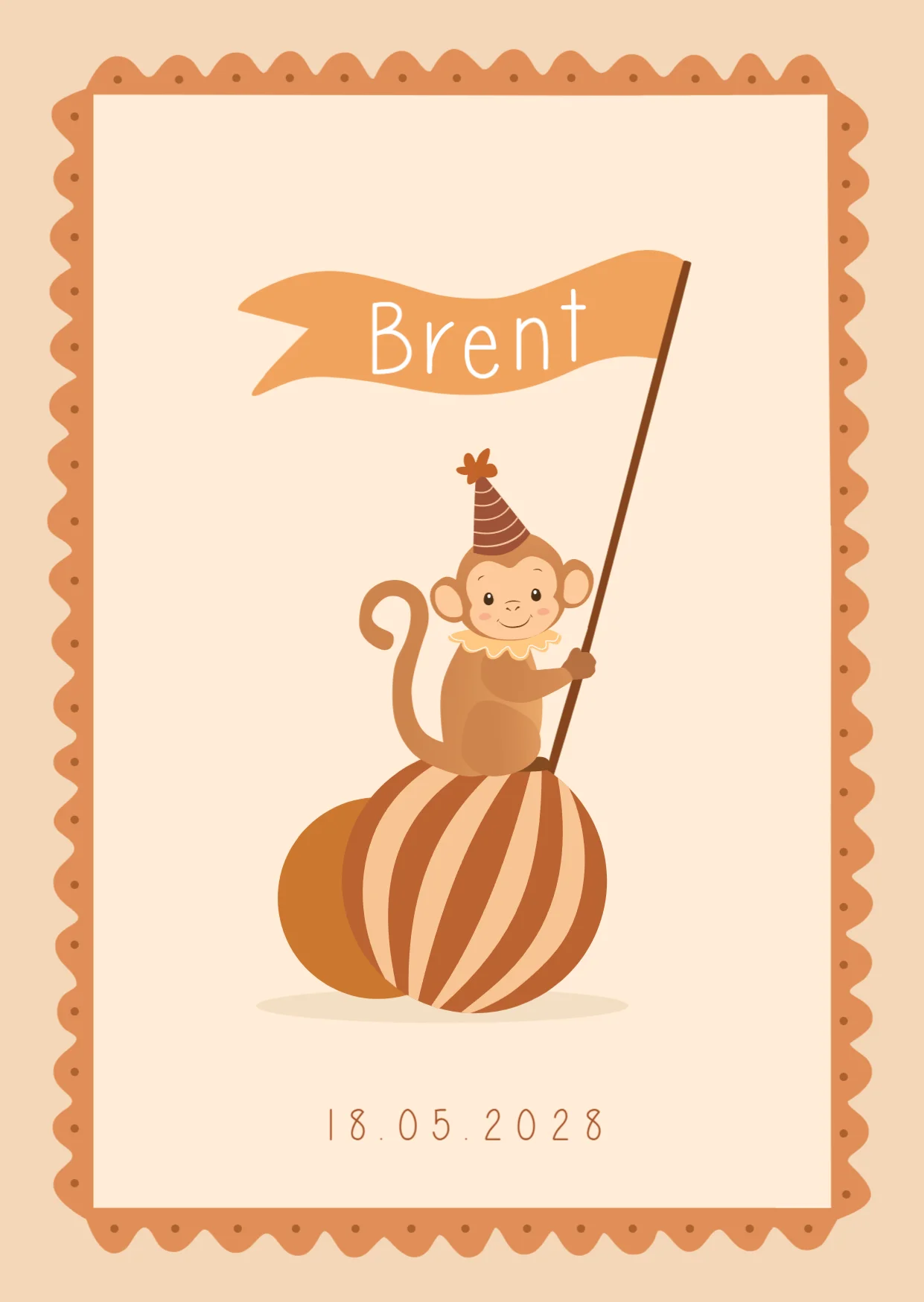 Aapje met Vlag op Bal