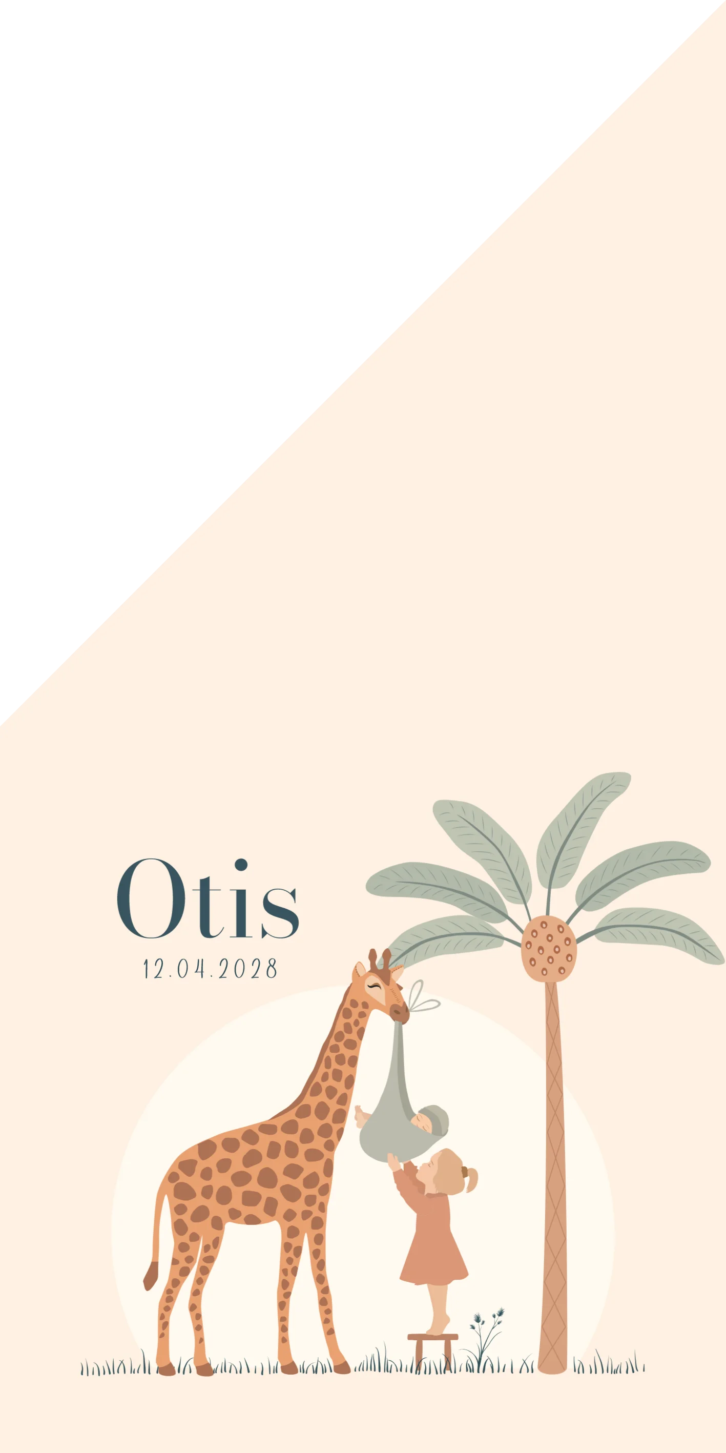 Giraf met grote zus en baby broertje