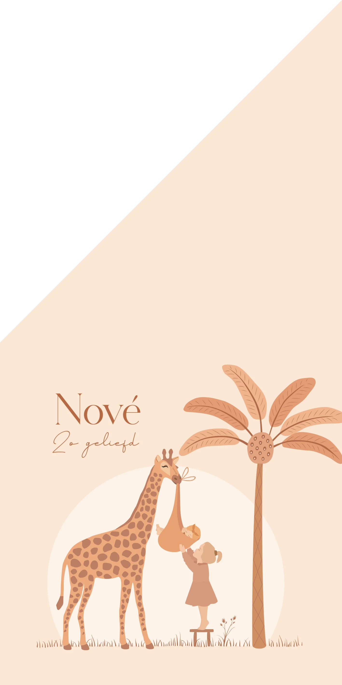 Geboortekaartje met giraf en grote zus