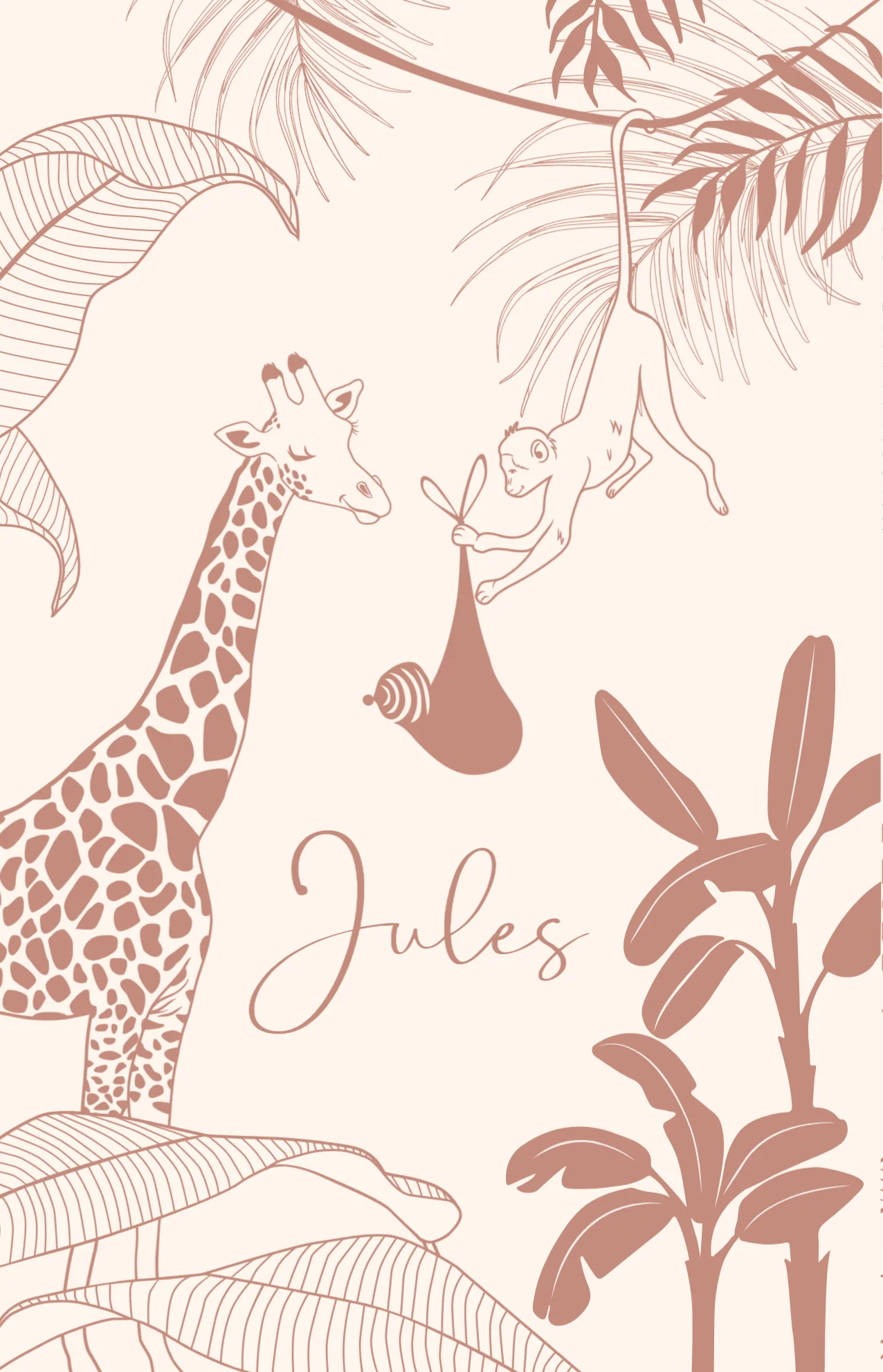 Giraf en aapje met baby - Terug