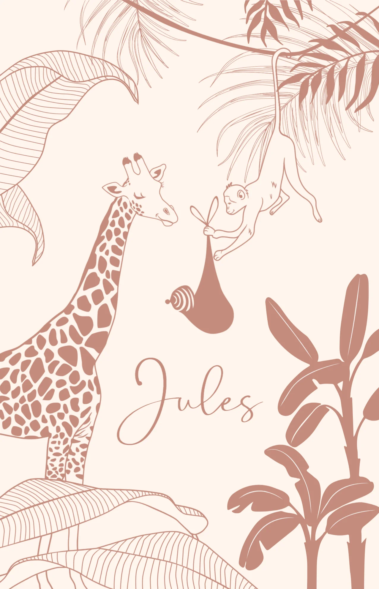 Giraf en aapje met baby