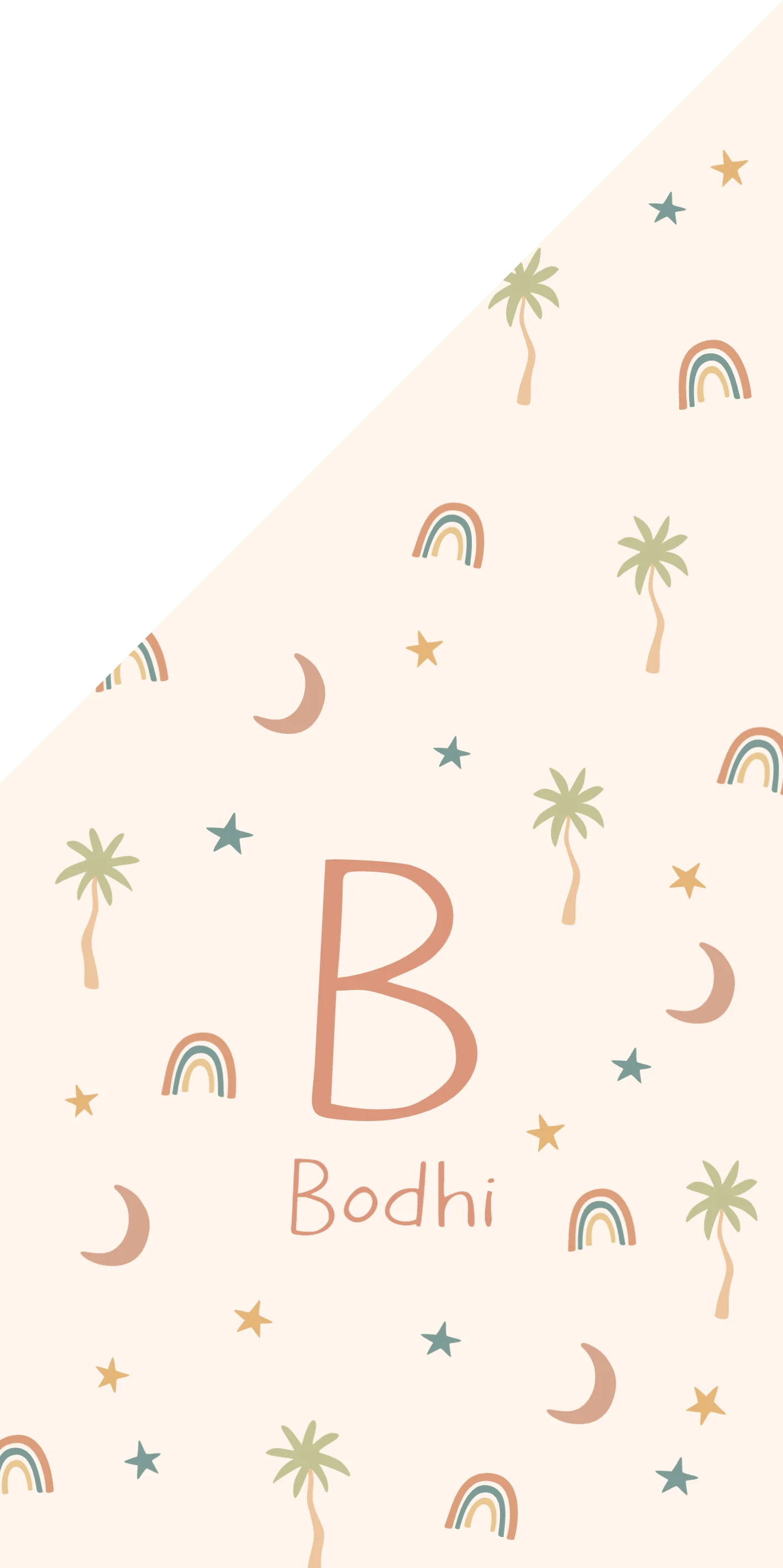 Patroon van regenboogjes en palmbomen