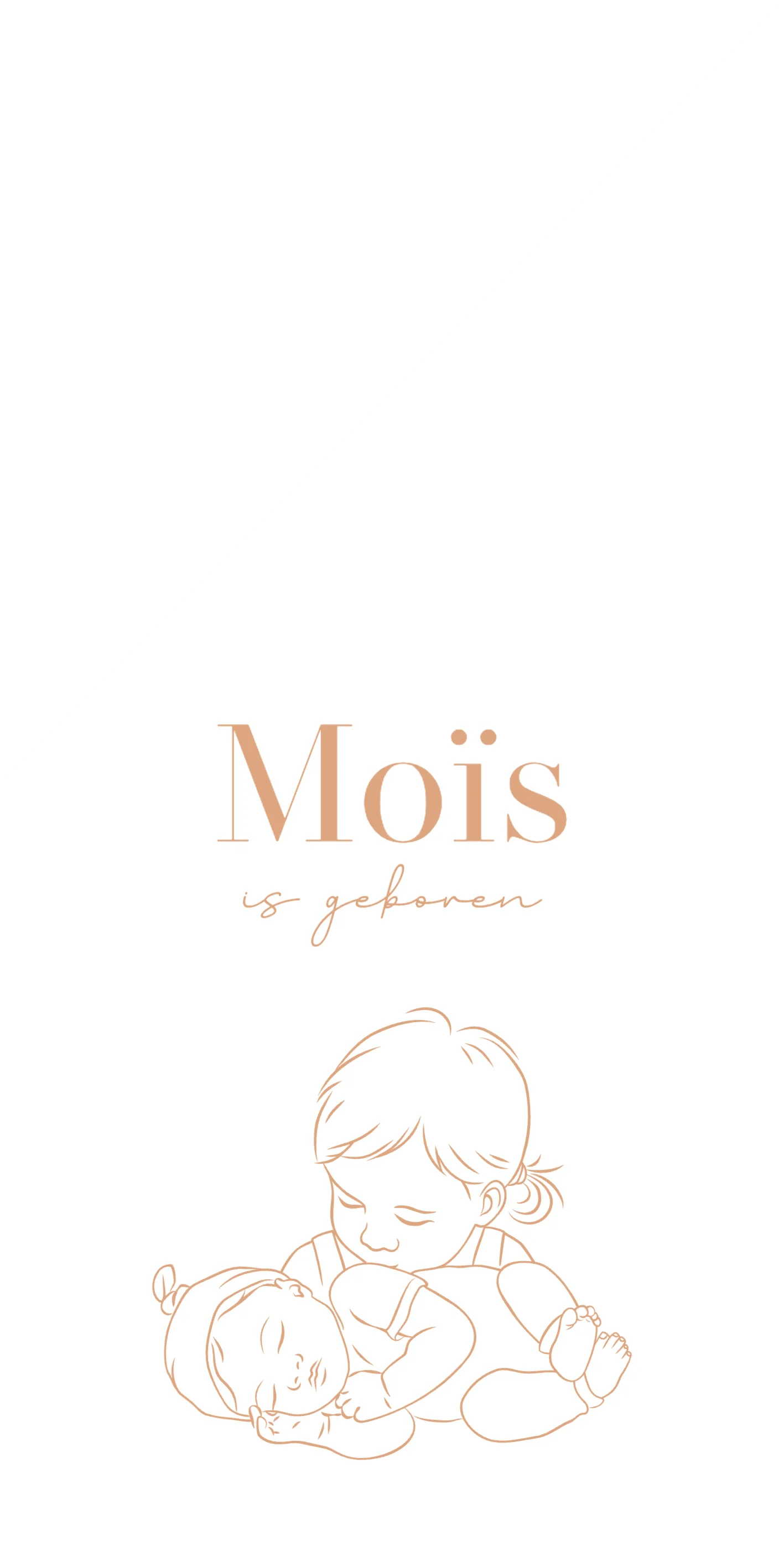 Lijntekening met grote zus en baby