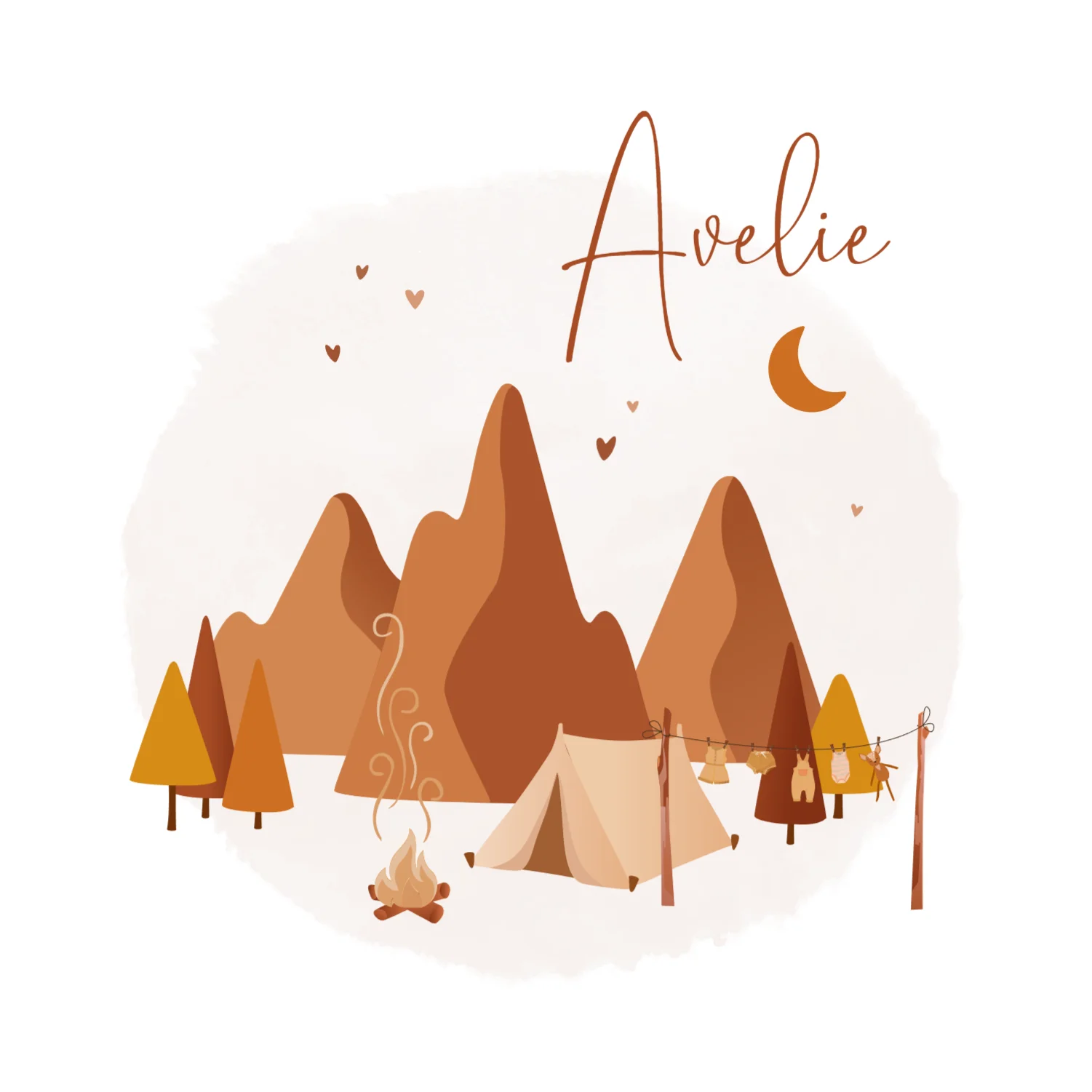 Kampeerscène met Bergen en Tentje