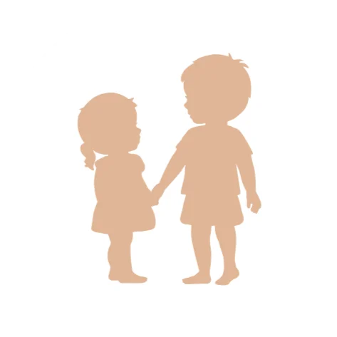 Silhouet grote broer met zusje